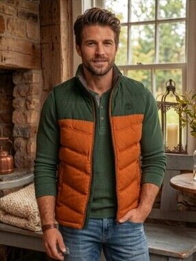 TIMBERLAND Reversible Puffer Color Block Utility Retreat Vest